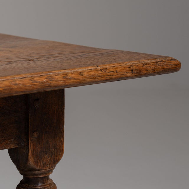 1970-1979 France Weathered Honey Oak Oak Trestle Bench Table For Sale - Image 10 of 11