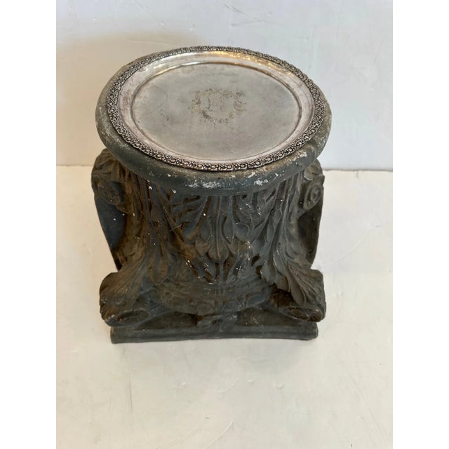 Antique Fois Bois Carved Drinks End Table With 19th Century Silverplate Tray Top For Sale - Image 4 of 10