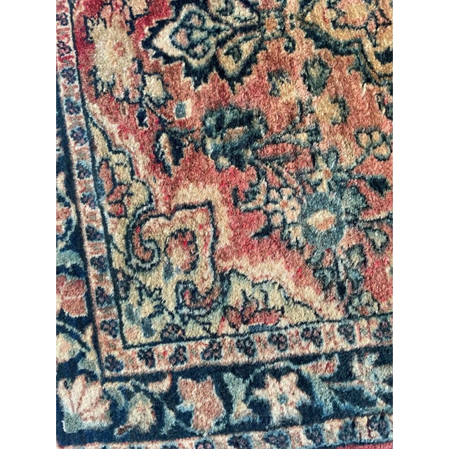 Apricot Antique Muted Sarouk With Shifts of Hues Squarish Shape 2 2 X 2 4 For Sale - Image 8 of 11