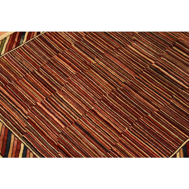 1980s Shabby Chic Gabbeh Blue/Red Hand-Knotted Wool Rug -3'3 X 4'9 For Sale In New York - Image 6 of 8