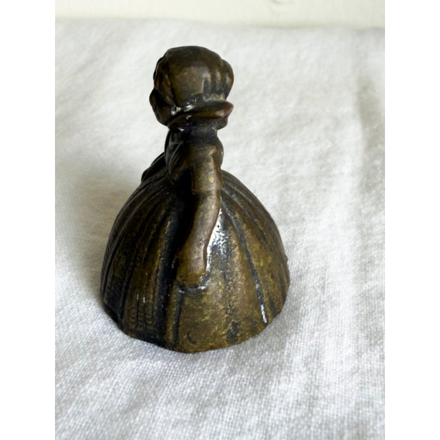 Vintage Dutch Girl Figural Brass Table Bell Novelty Desk Call Bell For Sale - Image 11 of 13