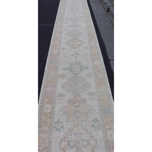 Hand-Knotted Very Long Oushak Runner by Keivan Woven Arts, 3'2" X 19'6" For Sale In Atlanta - Image 6 of 13