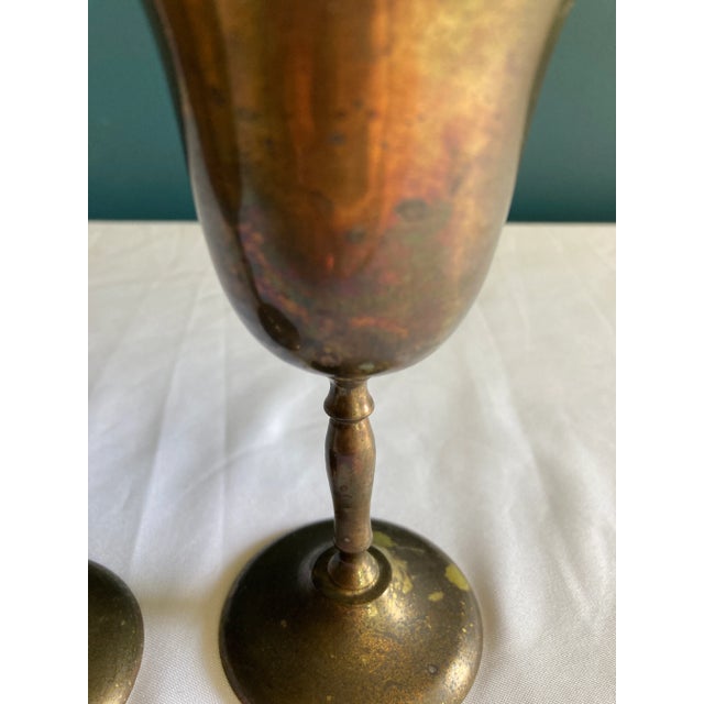 Vintage Sarna Brass Goblets- Set of 2 For Sale - Image 4 of 7