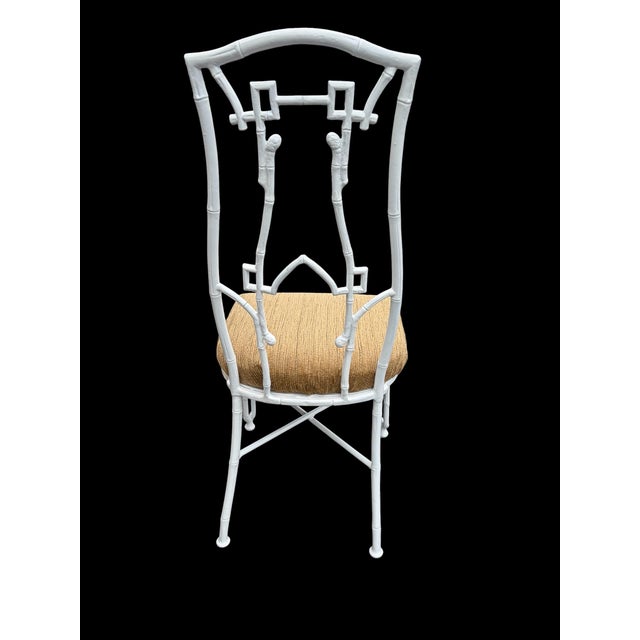 Metal Restored Set Vintage Aesthetic Chinoiserie Faux Bamboo Cast Metal Dining Chairs 8 For Sale - Image 7 of 7