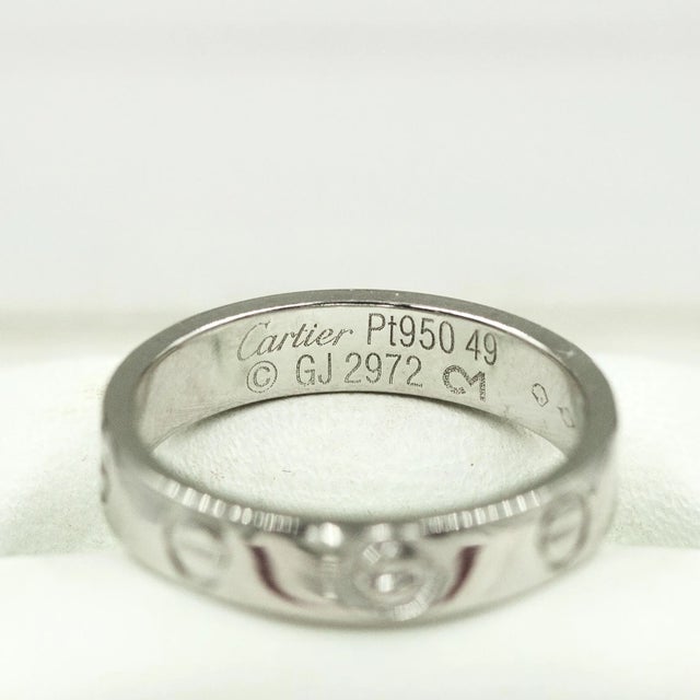 Metal Cartier Platinum Love 3.5mm Band Ring Size 5 For Sale - Image 7 of 7