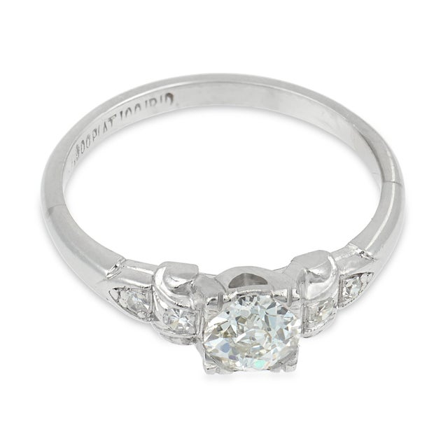 Art Deco 1930s Art Deco Gia Old European Cut Diamond Platinum Engagement Ring, Size 7.25 For Sale - Image 3 of 7