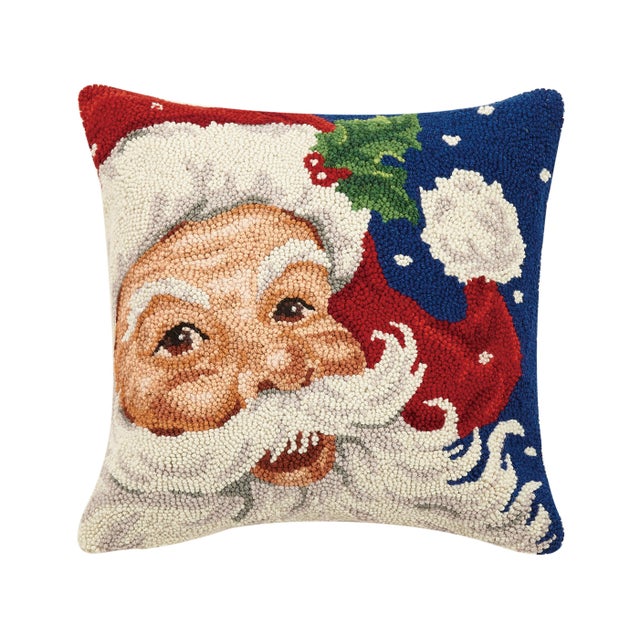 Traditional Santa Hook Pillow 18" x 18" For Sale - Image 3 of 3
