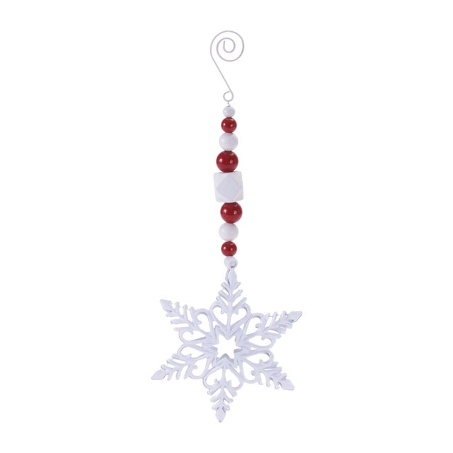 Contemporary Snowflake Drop Ornaments (Set of 6) For Sale - Image 3 of 4