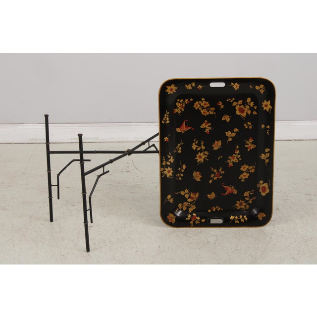 Black & Gold Toleware Tray Top Table For Sale - Image 16 of 17