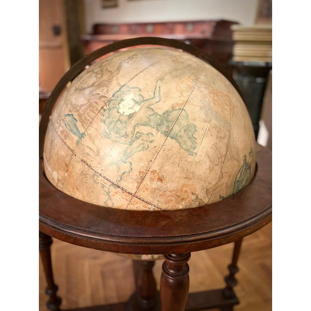 19th Century Antique Italian Celestial Globe on Turned Wood Floor Stand For Sale - Image 3 of 18
