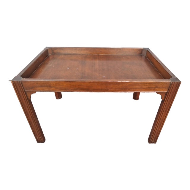 1960's Traditional style Walnut Removable Tray Top Coffee Table. Tray top comes off for serving and reveals lovely coffee...