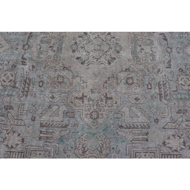 Vintage Persian Tabriz Rug in Light Blue and Earth Tones by Keivan Woven Arts For Sale - Image 4 of 12