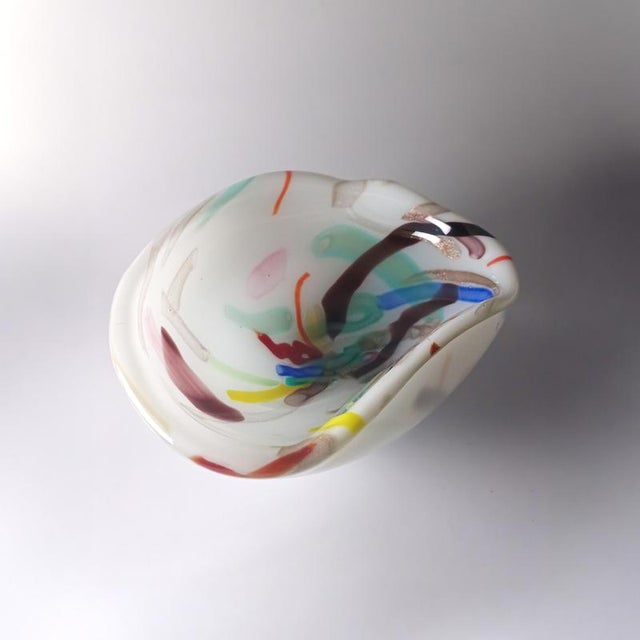Metal Lattimo and Aventurine Murano Glass Bowl, Italy, 1960s For Sale - Image 7 of 12