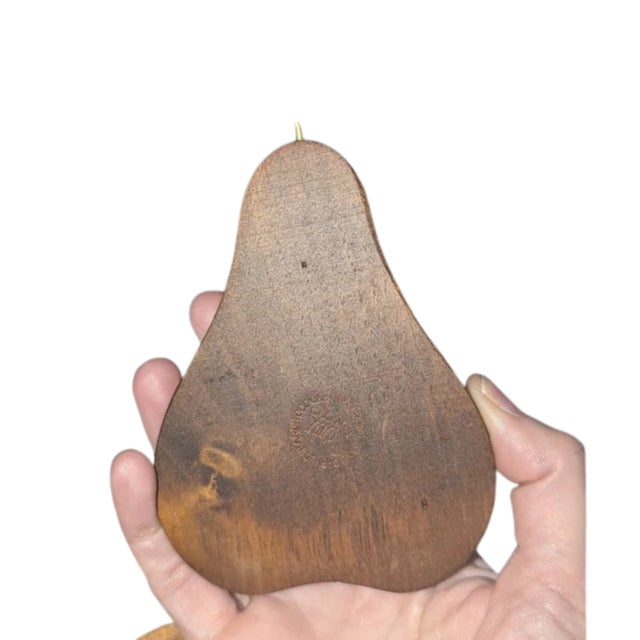 Wood Vintage MCM Hand-Carved Pear-Shaped Coasters – Set of 7 – Hardwood & Cork For Sale - Image 7 of 10