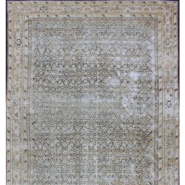 Large Gallery Persian Malayer Runner With Herati Design in Gray and Earth Tones 7'6 X 13'2 For Sale - Image 4 of 16