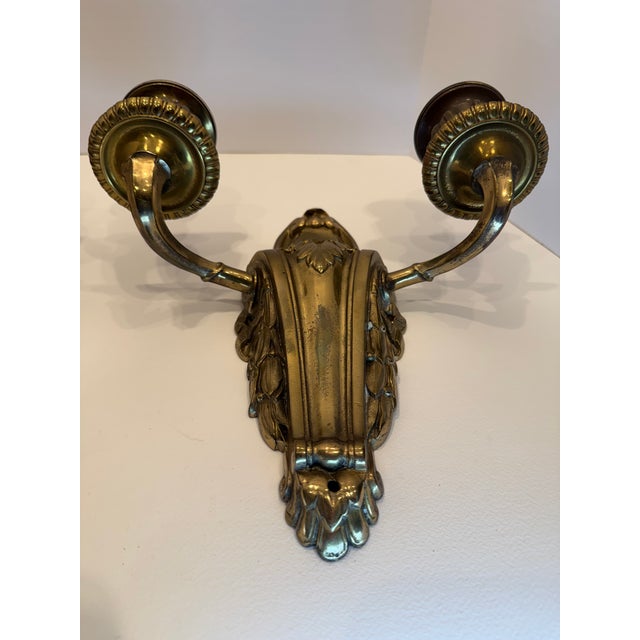 Mid 19th Century Antique French Napoleon III Gilt Bronze Two-Arm Wall Sconces - Pair For Sale - Image 5 of 6