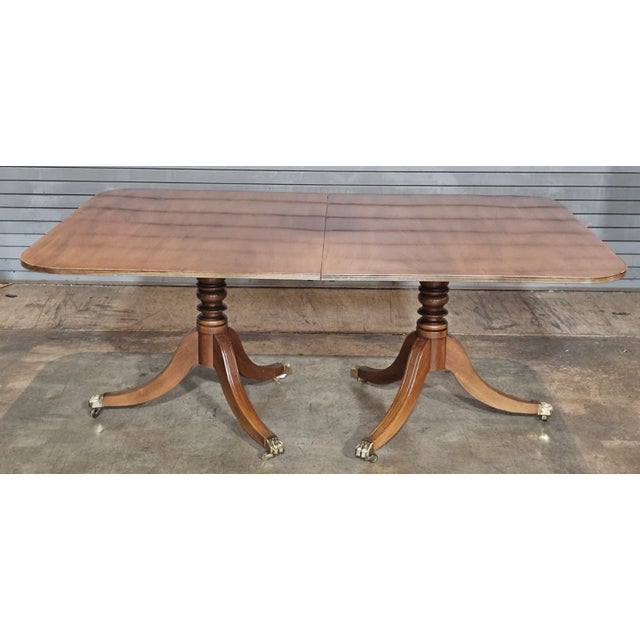 Late 20th Century Kittinger Williamsburg Mahogany Three Part Pedestal Dining Room Table Wa 1043 & 1044 For Sale In Cleveland - Image 6 of 14