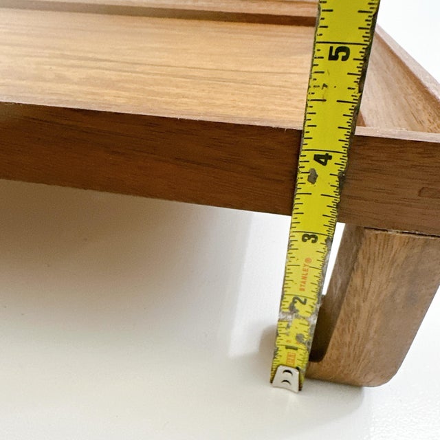 Vintage Mid Century Modern Teak Wooden Riser Tray | Scandinavian Display Stand | Danish Modern Serving Tray | Japandi Decor | Coffee Table Organizer For Sale - Image 11 of 12