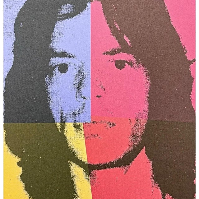 Andy Warhol (after) "Mick Jagger colored" print, size 60 x 60 cm, plate signed bottom right, numbered with pencil on heavy...
