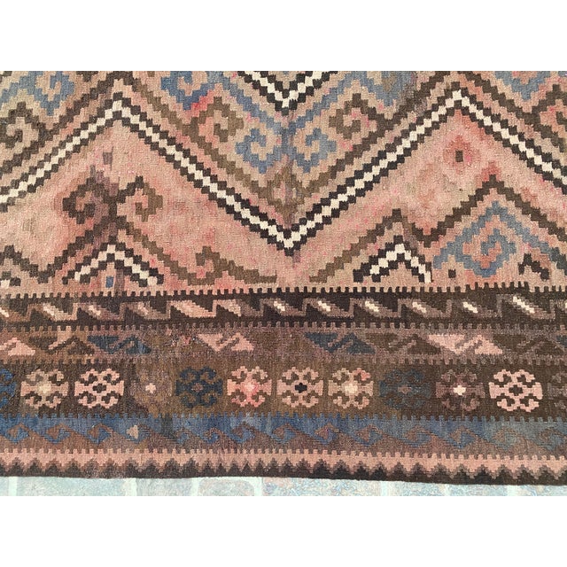 Rose Vintage Maimana Kilim Area Rug, Handwoven Wool, 8x12, Rose & Slate For Sale - Image 8 of 11