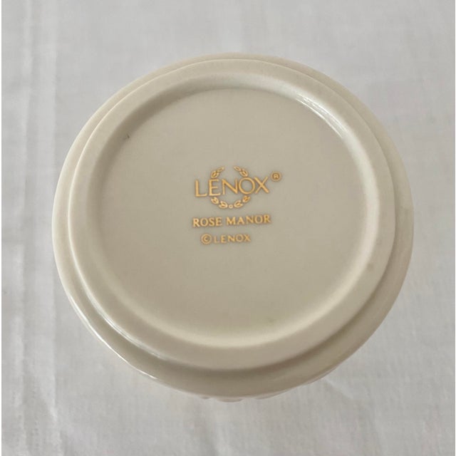 Late 20th Century Late 20th Century Lenox Rose Manor Pink China Bathroom Tumbler - Lenox Ivory Porcelain Excellent Condition. For Sale - Image 5 of 10