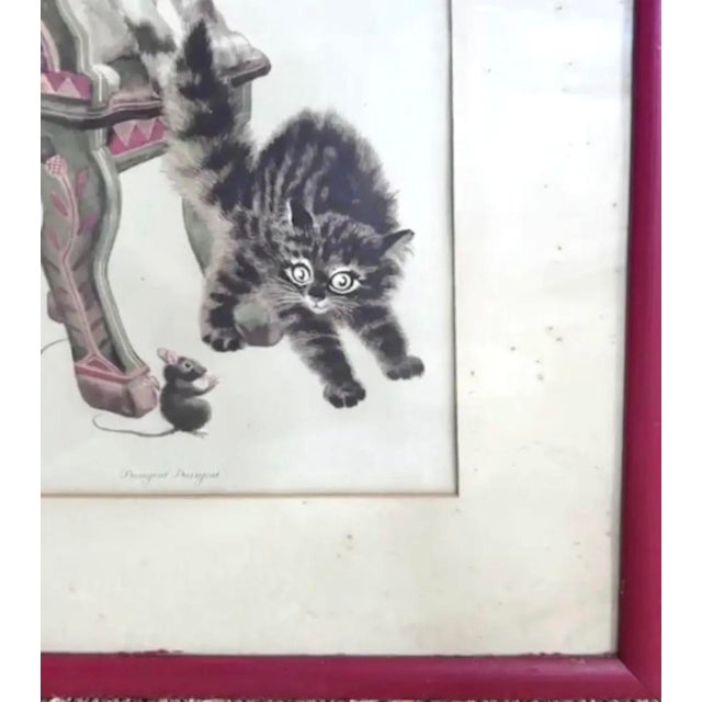 Large Early Rojankovsky Print Titled -" Pussycat Pussycat," Cat, Dog, Mice and a Moravian Chair, Signed For Sale - Image 4 of 6