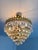 Vintage Brass & Original Emerald Green Crystal Crown Cascade Chandelier – 5 Light For Sale - Image 13 of 17
