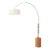 Tambo 92"h 1-Light Arc Lamp, White Linen Shade, Light Wood Base, Weathered Brass, Dimmable, for Living Room or Bedroom For Sale