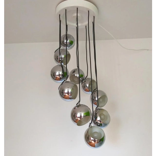 Mid-Century Italian Chrome Cascade Chandelier by Guzzini for Meblo, 1970s For Sale - Image 12 of 12