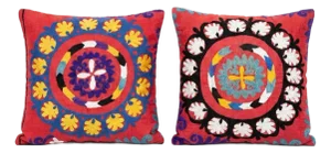 Folk Art Suzani Pillow Cover 20'' X 20'' - Set of Two