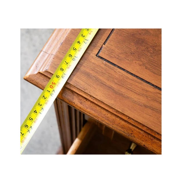 Mid Century Modern Credenza Server Buffet Stanley Oak 9 Drawers Cabinet 1970s For Sale - Image 9 of 11