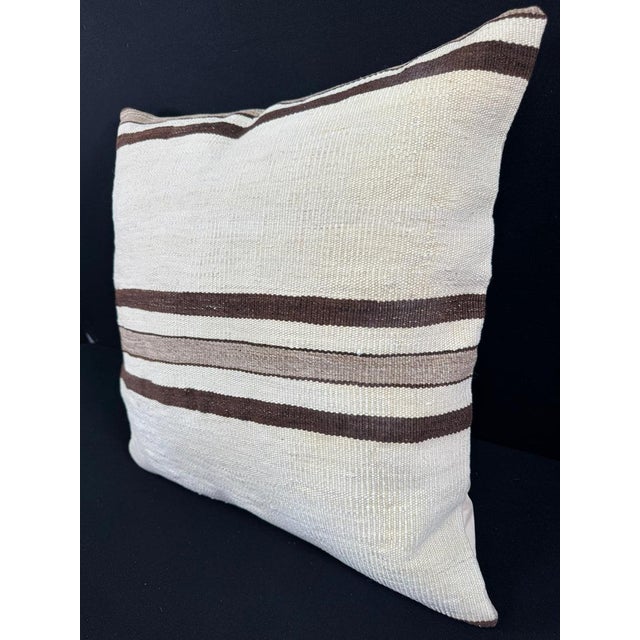 Contemporary Turkish Hemp Pillow Cushion Natural Beige Brown Pillow Cushion Cover 24"x24" For Sale - Image 3 of 4