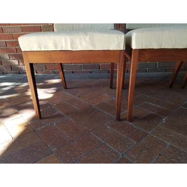 Linen 1960s Mid-Century Glenn of California Danish Chairs in Teak Wood- Set of 6 For Sale - Image 8 of 12