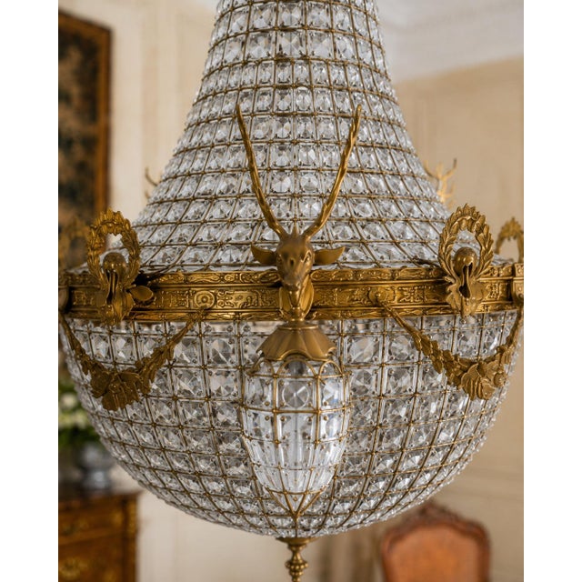 Late 20th Century French Louis XVI Gold Deer Chandeliers - Pair For Sale - Image 17 of 18