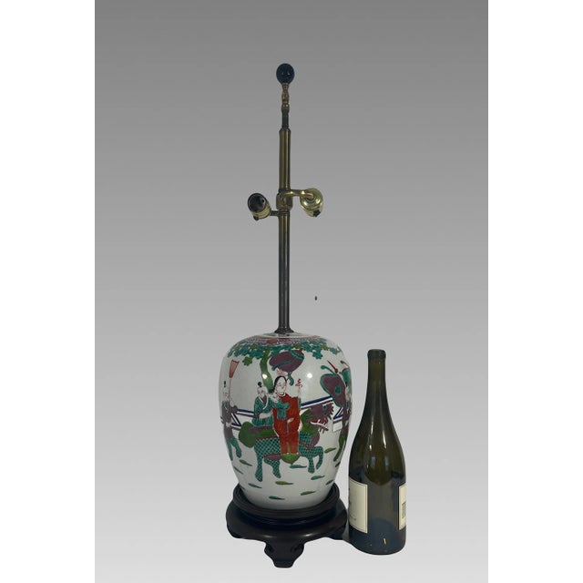 The Chinese Parade Table Lamp, Antique 'Guangxu Period' Porcelain Ginger Jar With Auspicious Bats For Sale - Image 4 of 11
