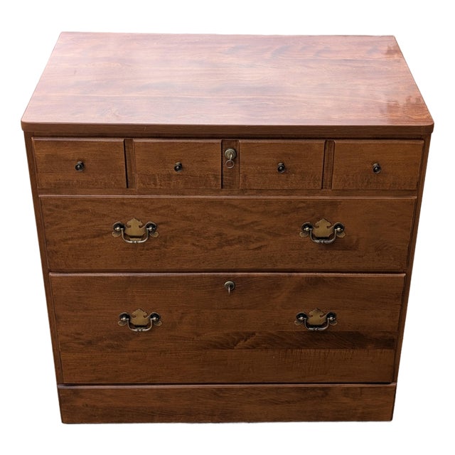 Vintage Ethan Allen Heirloom Collection Maple Locking W/ Key Filing Cabinet For Sale