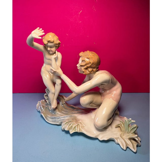 Karl Ens Figurine Mother Child Beach For Sale - Image 9 of 12