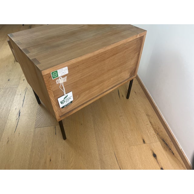 Wood Ethnicraft Teak Nightstands With Black Metal Legs (Pair) For Sale - Image 7 of 7