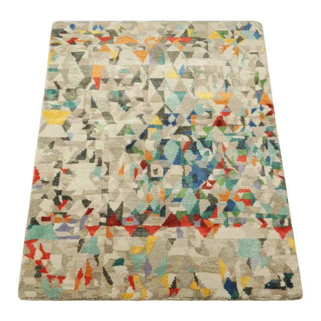 Rug & Kilim Rug & Kilim’s Abstract Rug With Polychromatic Geometric Patterns For Sale - Image 4 of 6