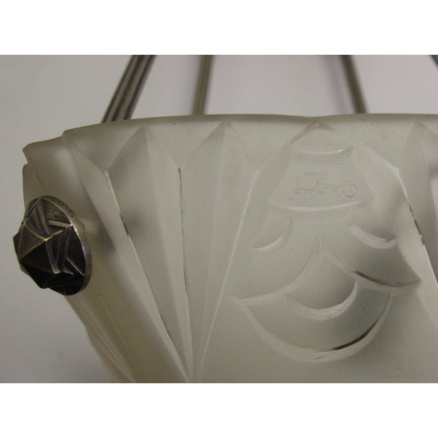1920s Art Deco French Pendant Lamp by David Gueron for Verrerie Dart Degué, 1920s For Sale - Image 5 of 12
