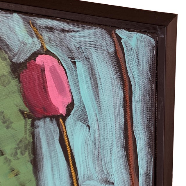 Textile Original Framed Cactus Painting "Nopalitos 1" – Contemporary Southwestern Art For Sale - Image 7 of 8