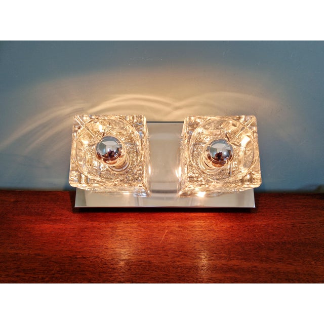 Ice Cube Double Wall Light in Chromed Metal and Glass from Peill & Putzler, 1970 For Sale - Image 10 of 18