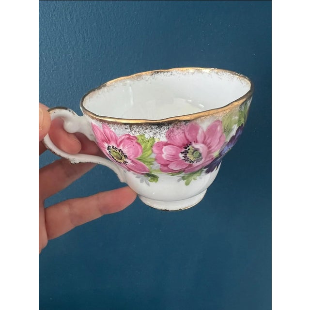 Vintage English Bone China Floral Tennis Set /Snack Set - 16 pcs For Sale - Image 17 of 18