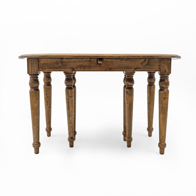 Antique Tuscan Elm Extendable Round Dining Table with Five Leaves, 1900 For Sale - Image 13 of 15