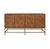 Brown Matthew Izzo Home Ariel Dark Burlwood Four Door Buffet With Acrylic/Brass Hardware and Brass Metal Base For Sale - Image 8 of 8
