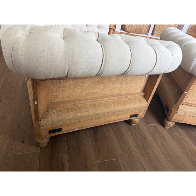 Set of 2 Restoration Hardware Deconstructed Chesterfield Chairs For Sale - Image 9 of 12
