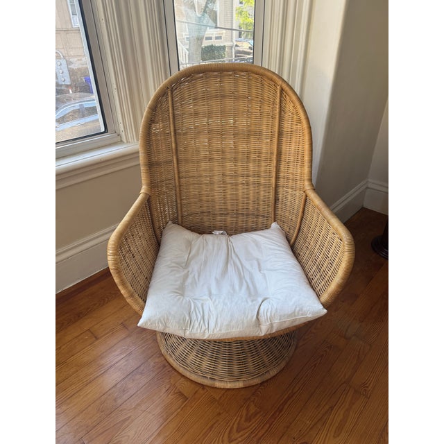 Henry Link 1970’s Rattan Swivel Egg Chair For Sale - Image 4 of 4