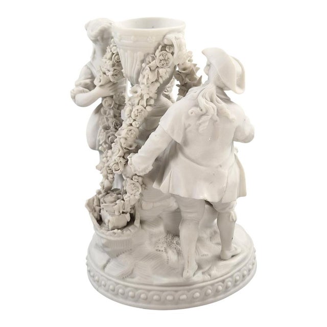 French Biscuit Porcelain Centrepiece Group with Floral Garlands, 1800s For Sale - Image 5 of 12
