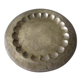 Morroccan Incised Brass Tray For Sale