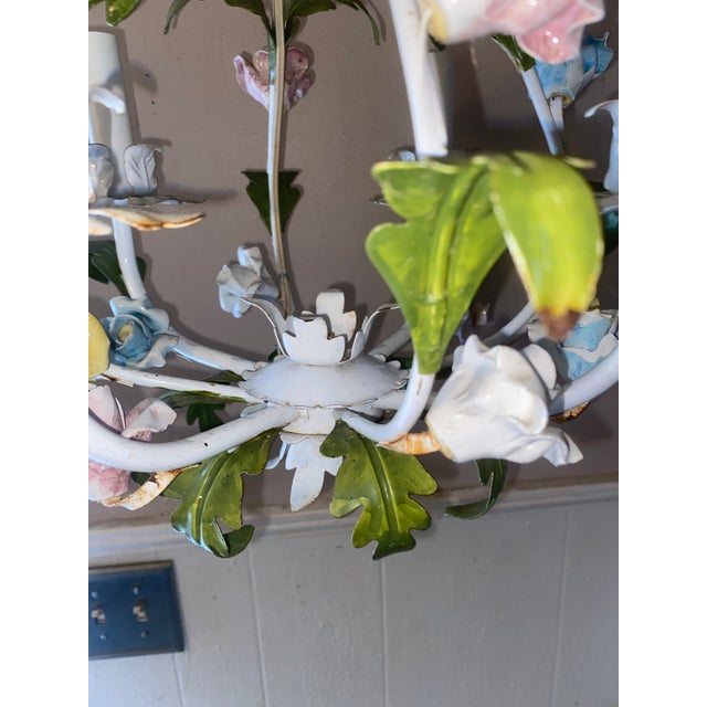 You would be hard pressed to find another such a gorgeous mid century Italian tole pendant/hanging light fixture with...